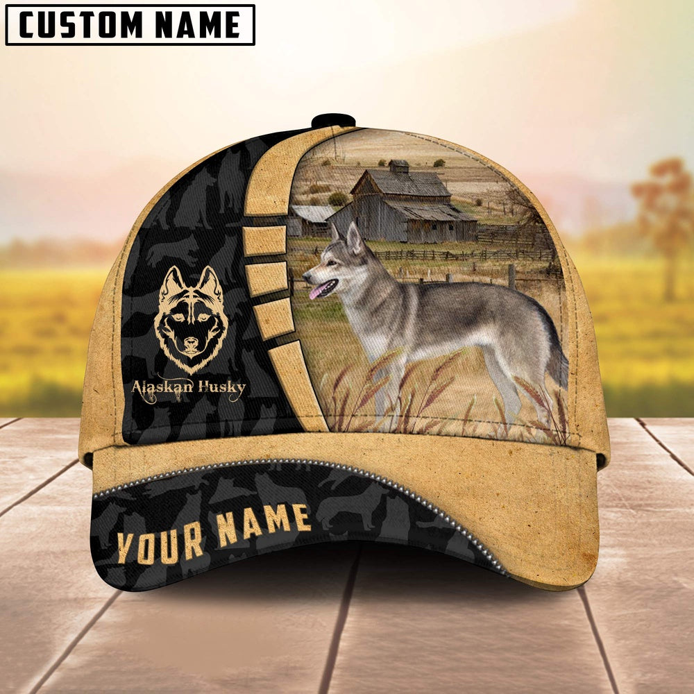 Custom Name Alaskan Huskey Cattle 3D Cap, Farmer Cap, Vintage Farmer Hat, Mens Farmer Hats, Cap For Farmers