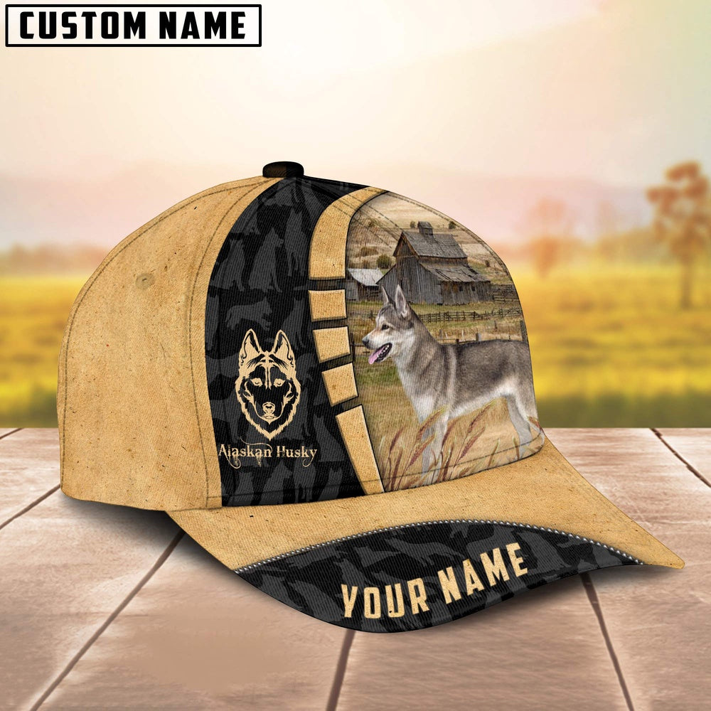 Custom Name Alaskan Huskey Cattle 3D Cap, Farmer Cap, Vintage Farmer Hat, Mens Farmer Hats, Cap For Farmers