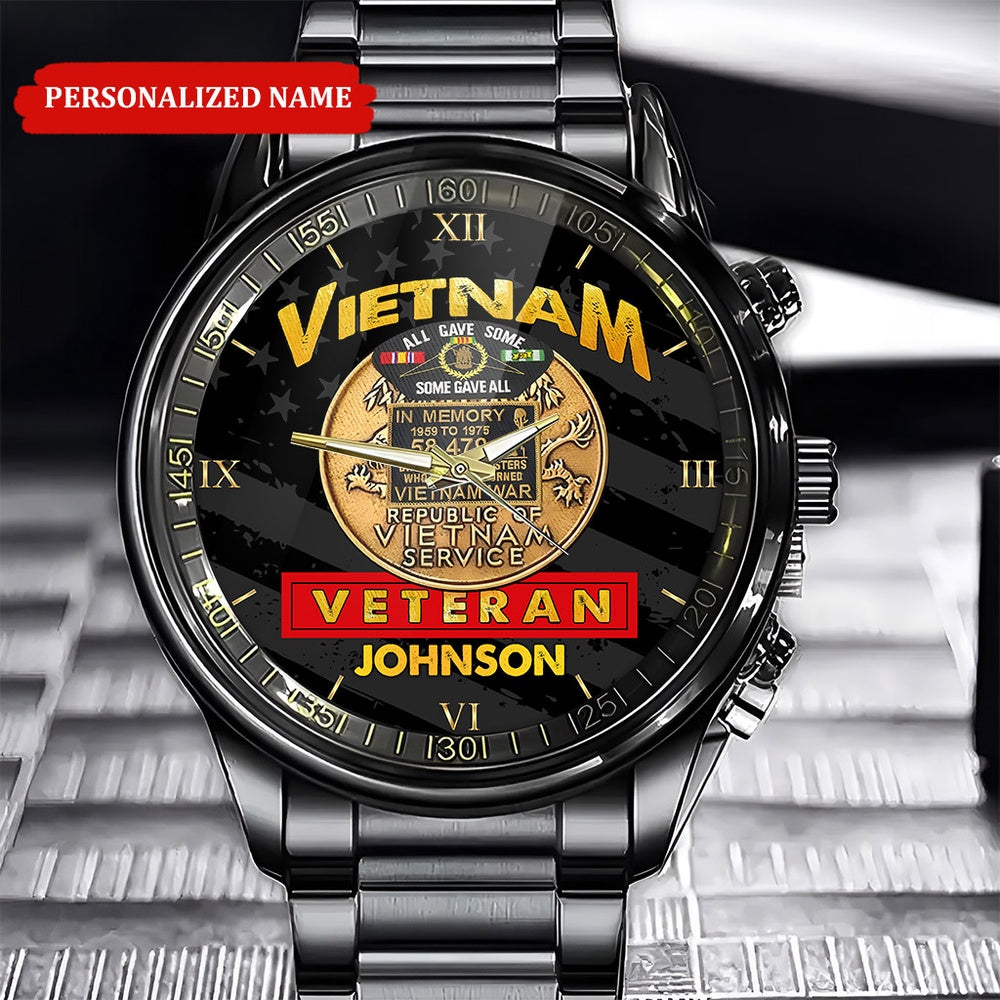 Custom Name All Gave Some Vietnam Veteran Business Watch, Military Watch, Military Watches For Men, Fathers Watches