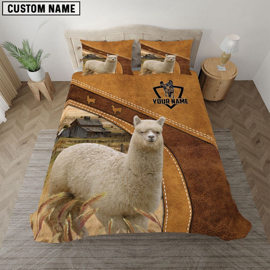 Custom Name Alpaca Bedding Set, Farm Bedding Set, Farmhouse Bedding Set