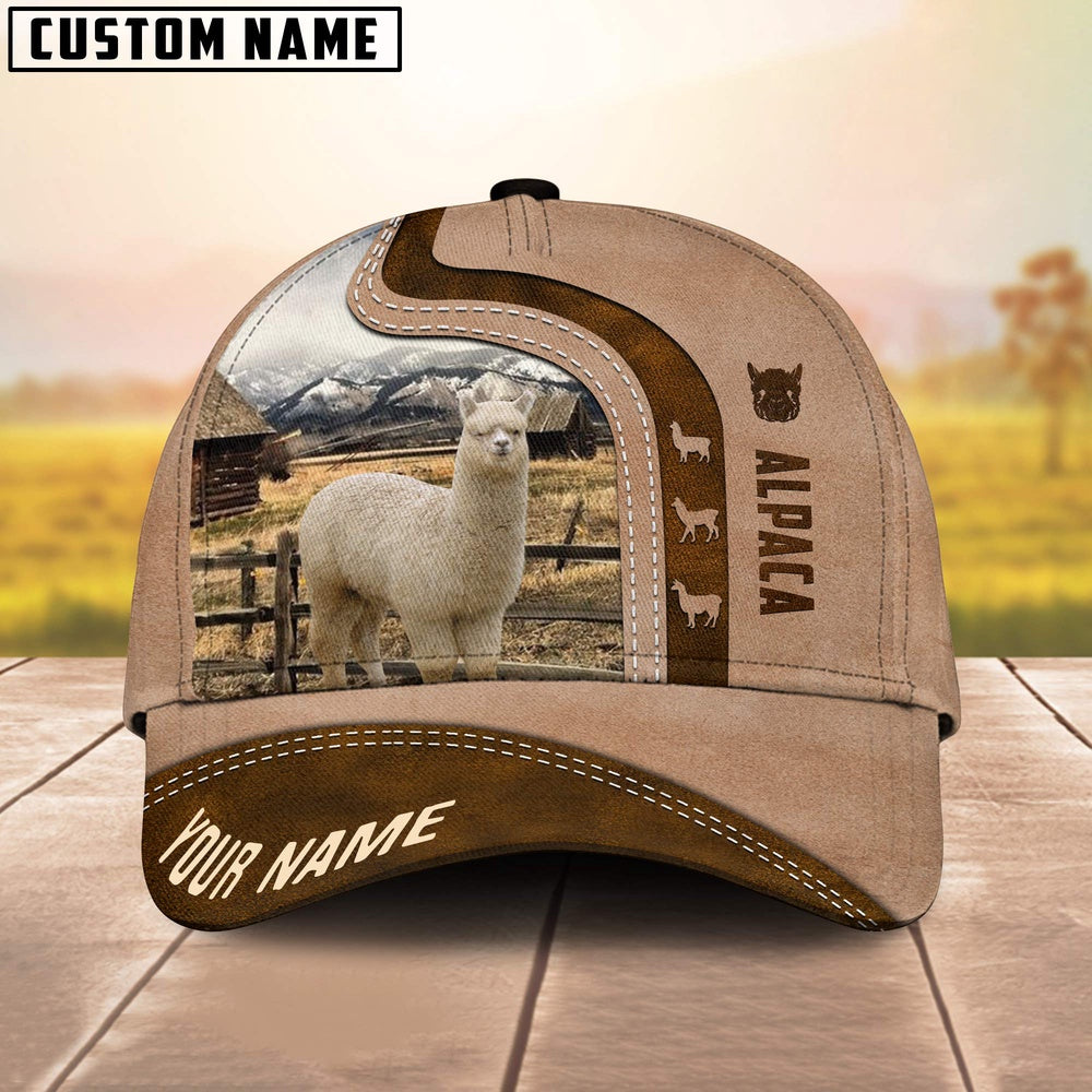 Custom Name Alpaca Cattle Light Brown Cap, Farmer Cap, Vintage Farmer Hat, Mens Farmer Hats, Cap For Farmers