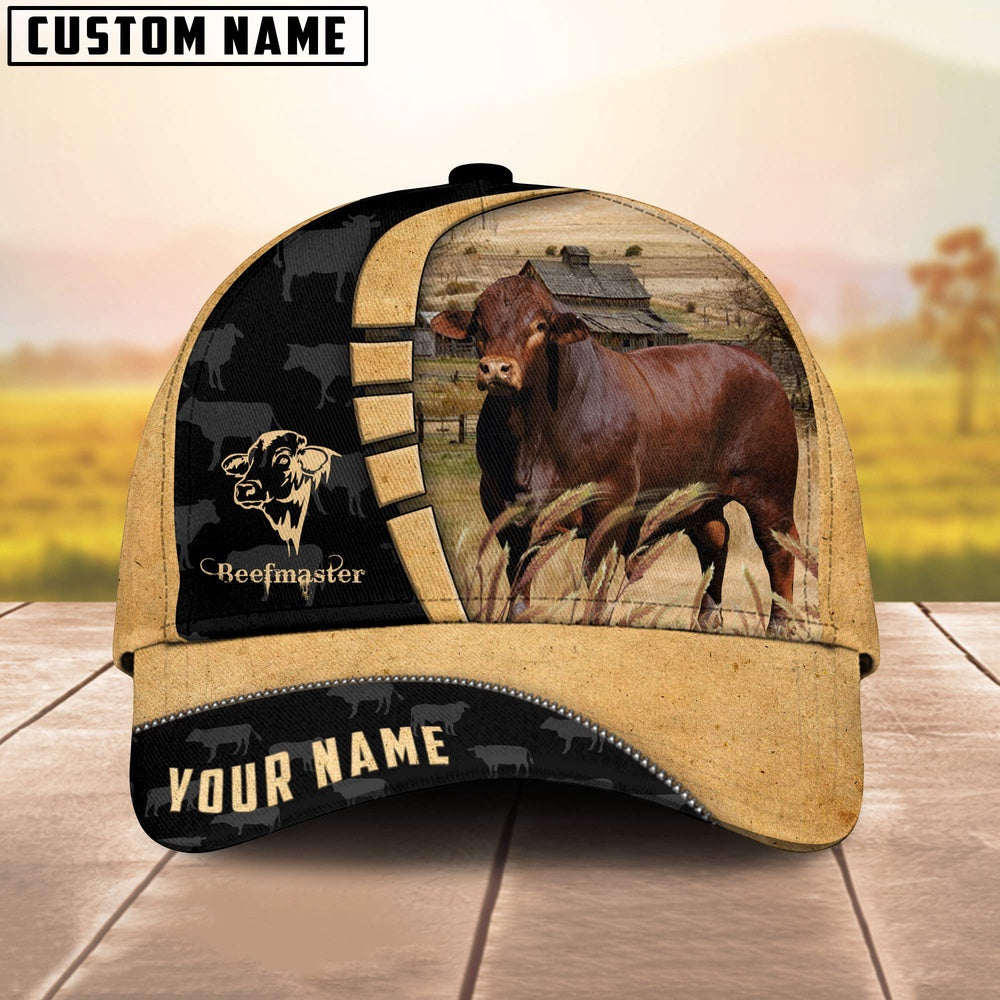 Custom Name Beefmaster Cattle Farmhouse Field Cap TT1, Farmer Cap, Vintage Farmer Hat, Mens Farmer Hats, Cap For Farmers