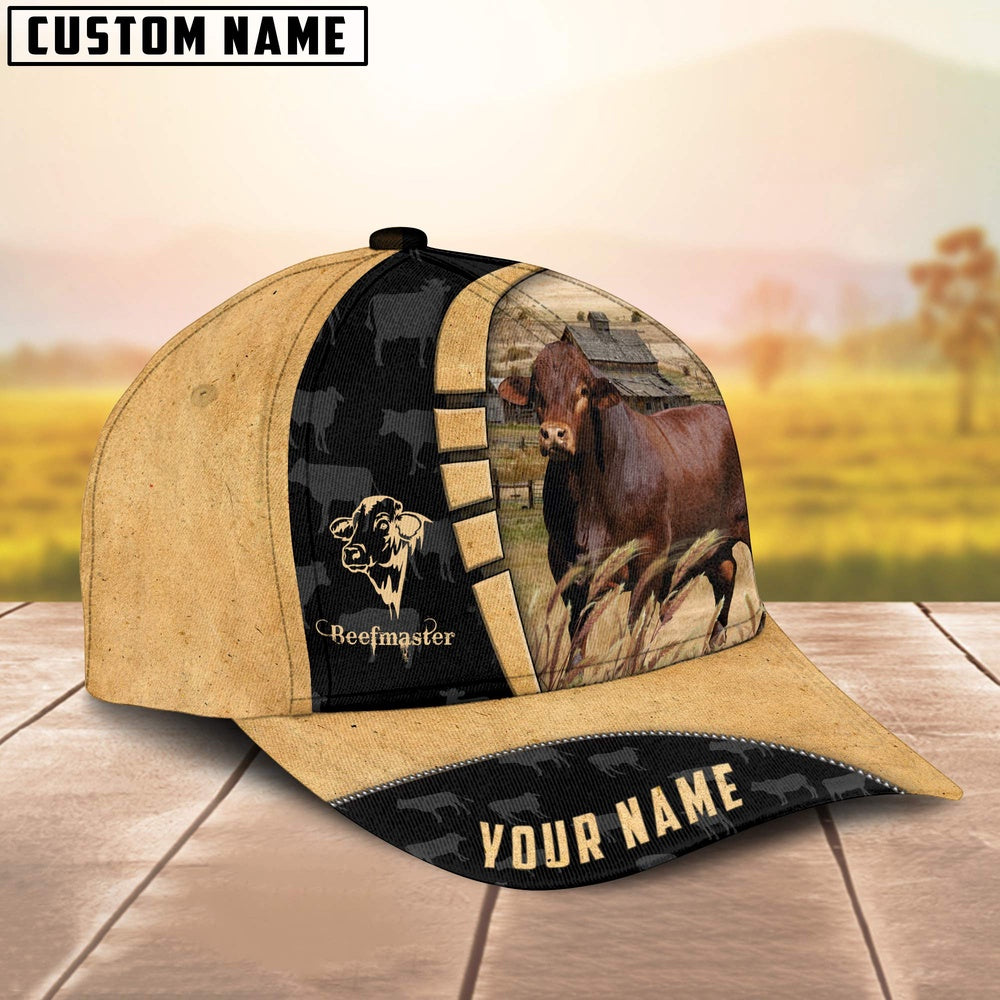 Custom Name Beefmaster Cattle Farmhouse Field Cap TT1, Farmer Cap, Vintage Farmer Hat, Mens Farmer Hats, Cap For Farmers