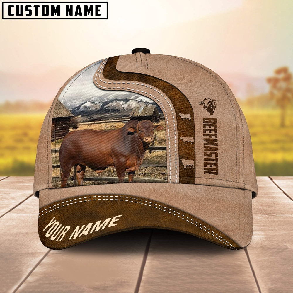 Custom Name Beefmaster Cattle Light Brown Cap, Farmer Cap, Vintage Farmer Hat, Mens Farmer Hats, Cap For Farmers