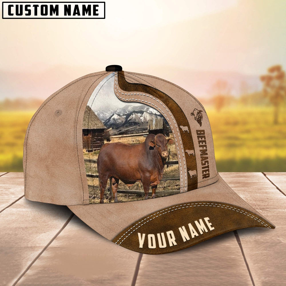 Custom Name Beefmaster Cattle Light Brown Cap, Farmer Cap, Vintage Farmer Hat, Mens Farmer Hats, Cap For Farmers
