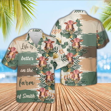 Custom Name Beefmaster Life Is Better On The Farm Hawaiian Shirt, Farm Hawaiian Shirt, Farmer Hawaii