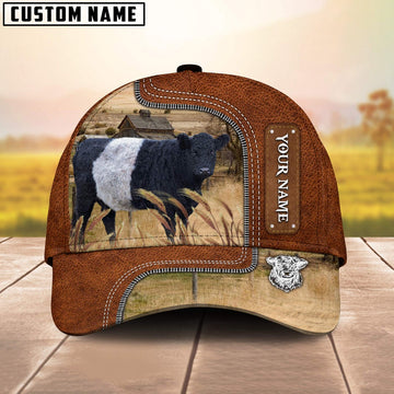 Custom Name Belted Galloway Cattle Cap On The Meadow, Farmer Cap, Vintage Farmer Hat, Mens Farmer Hats, Cap For Farmers