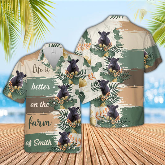 Custom Name Belted Galloway Life Is Better On The Farm Hawaiian Shirt, Farm Hawaiian Shirt, Farmer Hawaii