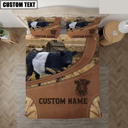 Custom Name Belted Galloway On Farm Bedding Set, Farm Bedding Set, Farmhouse Bedding Set