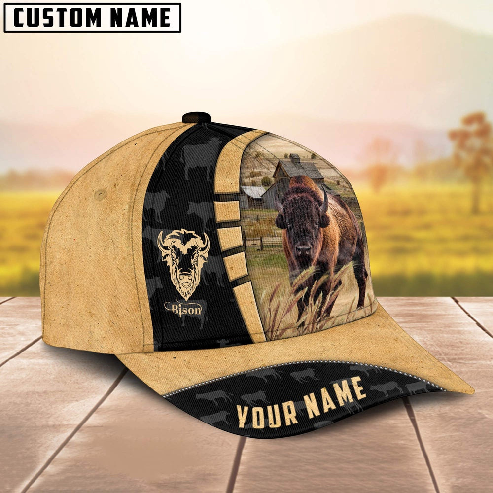 Custom Name Bison Cattle Farmhouse Field Cap TT18, Farmer Cap, Vintage Farmer Hat, Mens Farmer Hats, Cap For Farmers