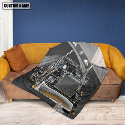 Custom Name Black And Grey With Out Trucker Blanket 2024, Farm Blanket, Farm Animal Blanket