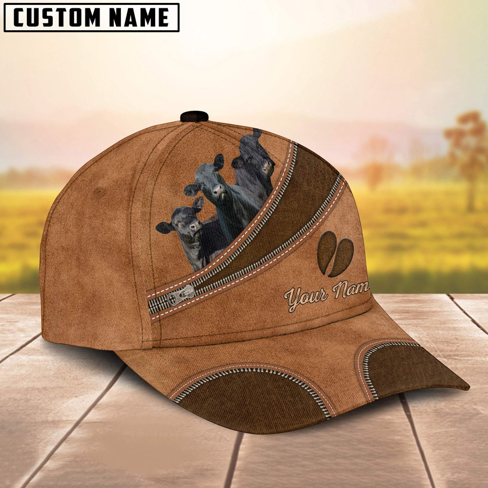 Custom Name Black Angus Brown Happiness Cap, Farmer Cap, Vintage Farmer Hat, Mens Farmer Hats, Cap For Farmers