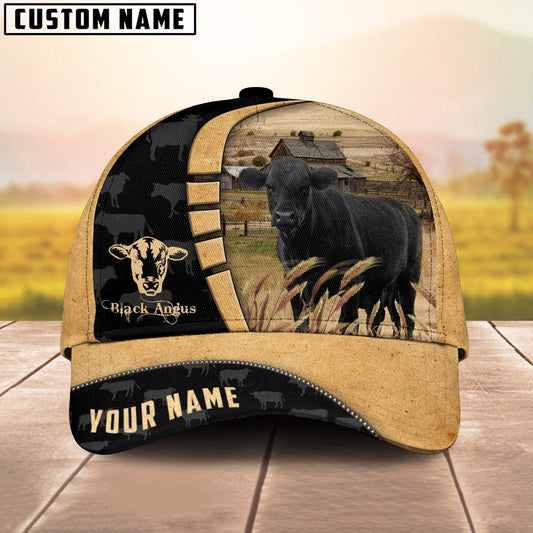 Custom Name Black Angus Cattle 3D Cap, Farmer Cap, Vintage Farmer Hat, Mens Farmer Hats, Cap For Farmers
