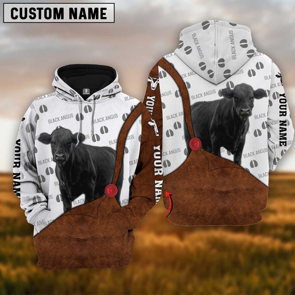 Custom Name Black Angus Cattle 3D Printed Hoodie, Farmer Hoodie, Custom Farm Shirts, Farmer T Shirt