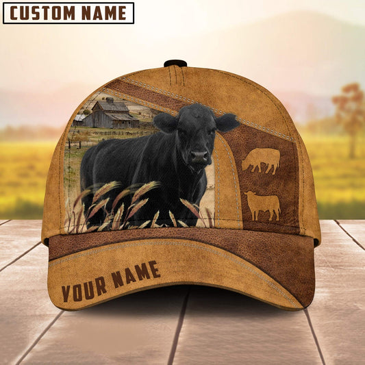 Custom Name Black Angus Cattle Cap, Farmer Cap, Vintage Farmer Hat, Mens Farmer Hats, Cap For Farmers