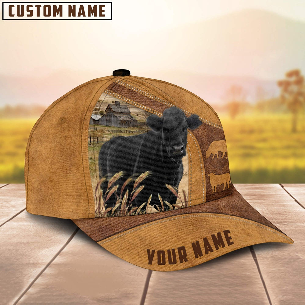 Custom Name Black Angus Cattle Cap, Farmer Cap, Vintage Farmer Hat, Mens Farmer Hats, Cap For Farmers