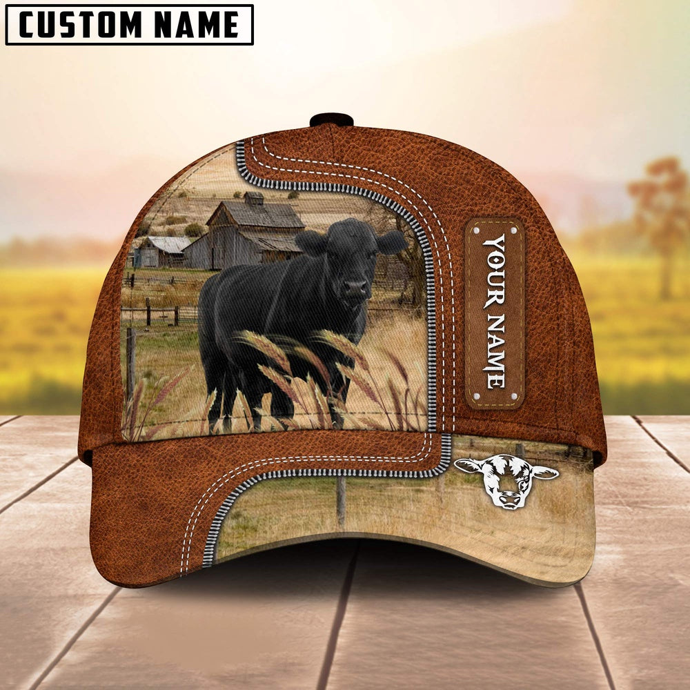 Custom Name Black Angus Cattle Cap On The Meadow, Farmer Cap, Vintage Farmer Hat, Mens Farmer Hats, Cap For Farmers