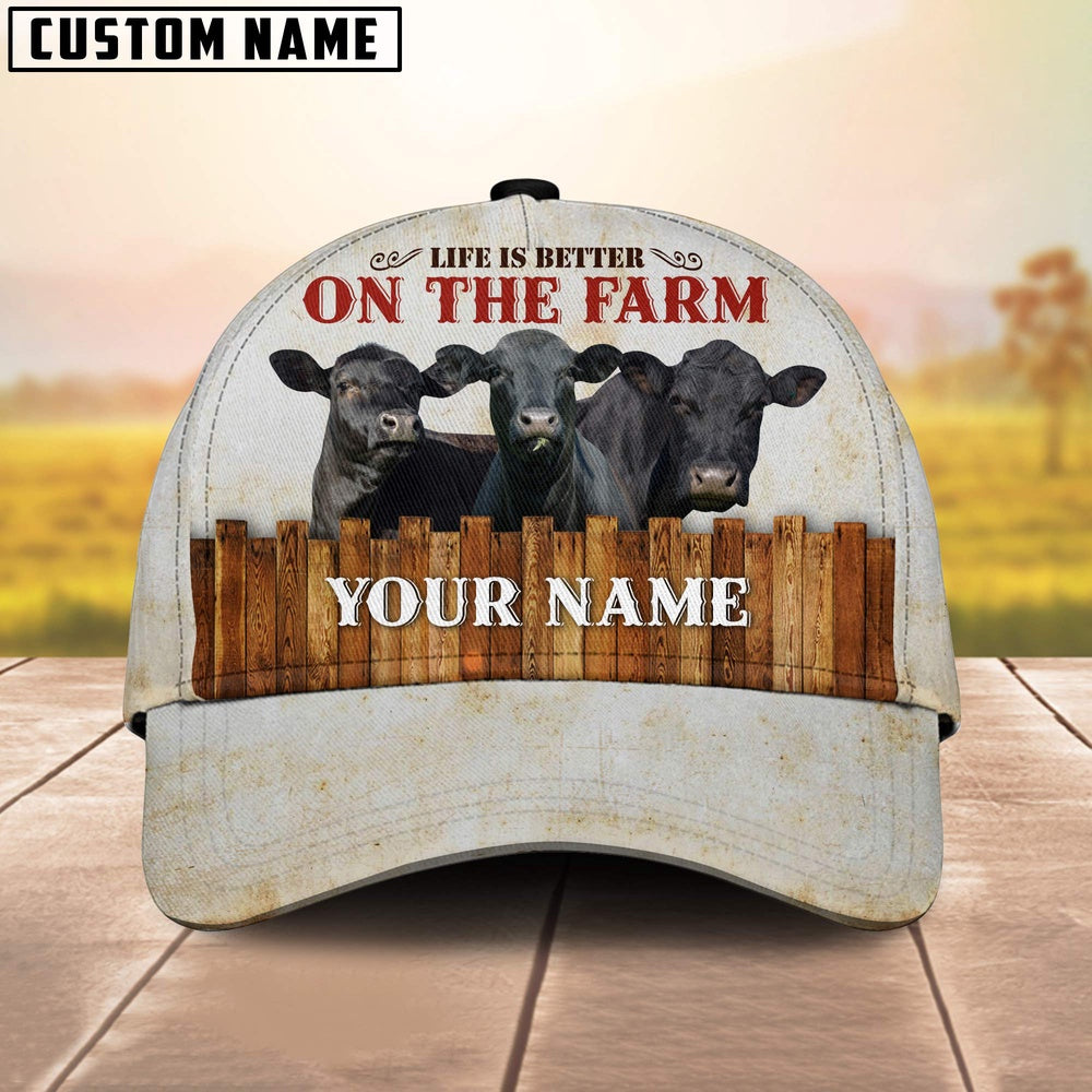 Custom Name Black Angus On The Farm Cattle Cap, Farmer Cap, Vintage Farmer Hat, Mens Farmer Hats, Cap For Farmers