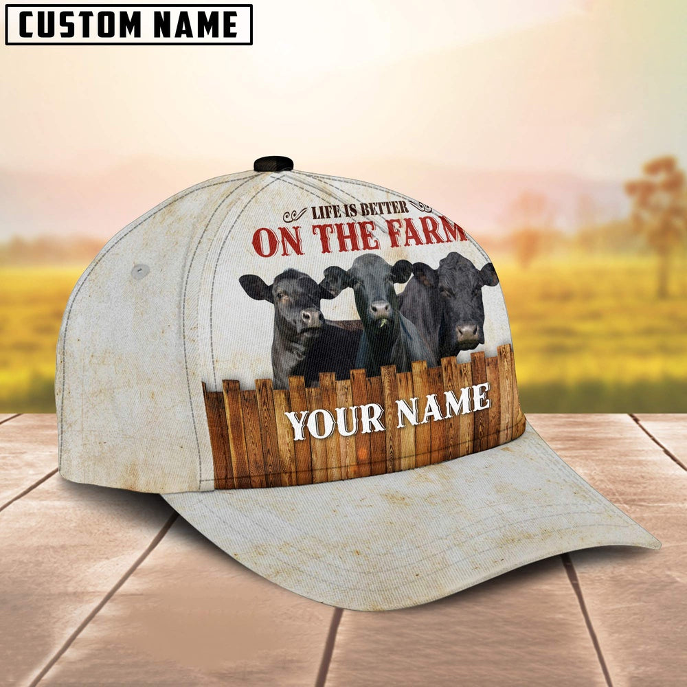 Custom Name Black Angus On The Farm Cattle Cap, Farmer Cap, Vintage Farmer Hat, Mens Farmer Hats, Cap For Farmers