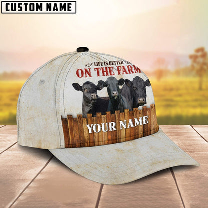 Custom Name Black Angus On The Farm Cattle Cap, Farmer Cap, Vintage Farmer Hat, Mens Farmer Hats, Cap For Farmers