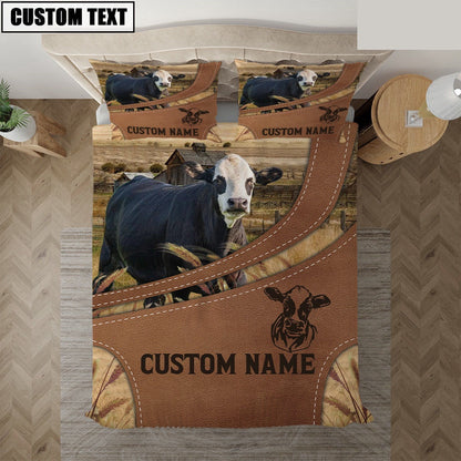 Custom Name Black Baldy On Farm Bedding Set, Farm Bedding Set, Farmhouse Bedding Set