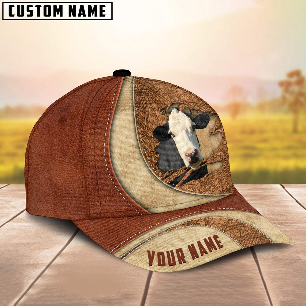 Custom Name Black Baldy Torn Leather Pattern Classic Cap, Farmer Cap, Vintage Farmer Hat, Mens Farmer Hats, Cap For Farmers