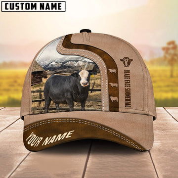 Custom Name Blaze Face Simmental Light Brown Cap, Farmer Cap, Vintage Farmer Hat, Mens Farmer Hats, Cap For Farmers