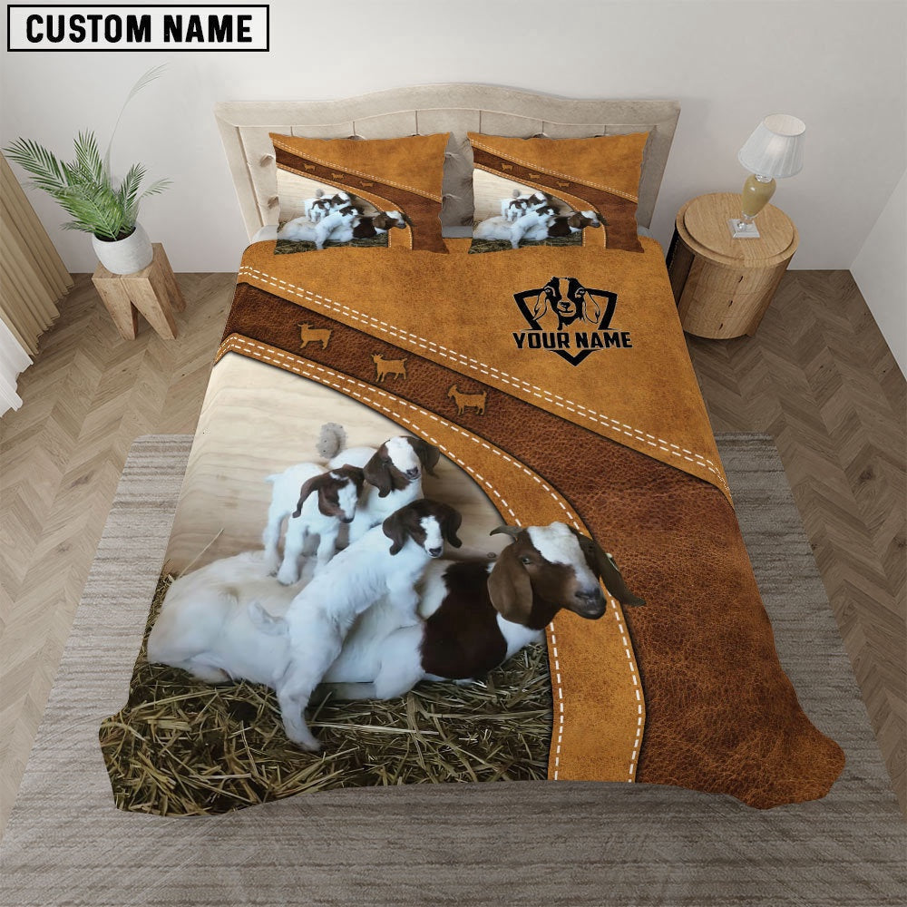 Custom Name Boer Goat For Customer Bedding Set, Farm Bedding Set, Farmhouse Bedding Set