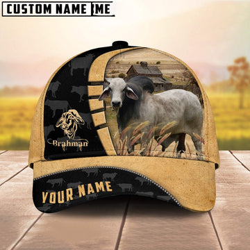 Custom Name Brahman Cattle 3D Cap, Farmer Cap, Vintage Farmer Hat, Mens Farmer Hats, Cap For Farmers