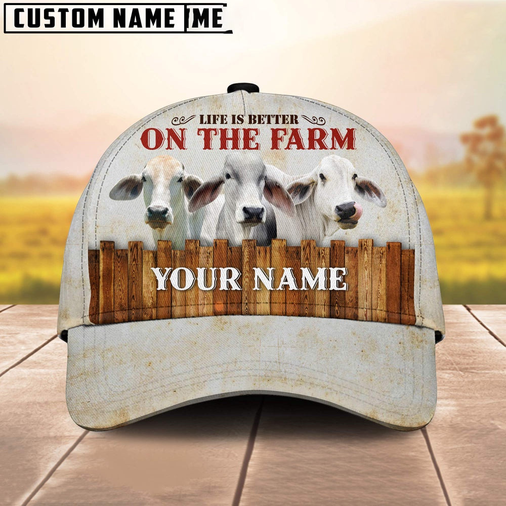Custom Name Brahman Cattle On The Farm Cattle Cap, Farmer Cap, Vintage Farmer Hat, Mens Farmer Hats, Cap For Farmers