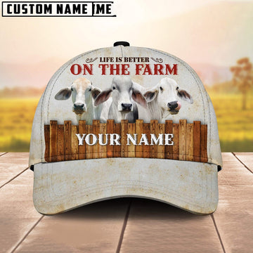 Custom Name Brahman Cattle On The Farm Cattle Cap, Farmer Cap, Vintage Farmer Hat, Mens Farmer Hats, Cap For Farmers