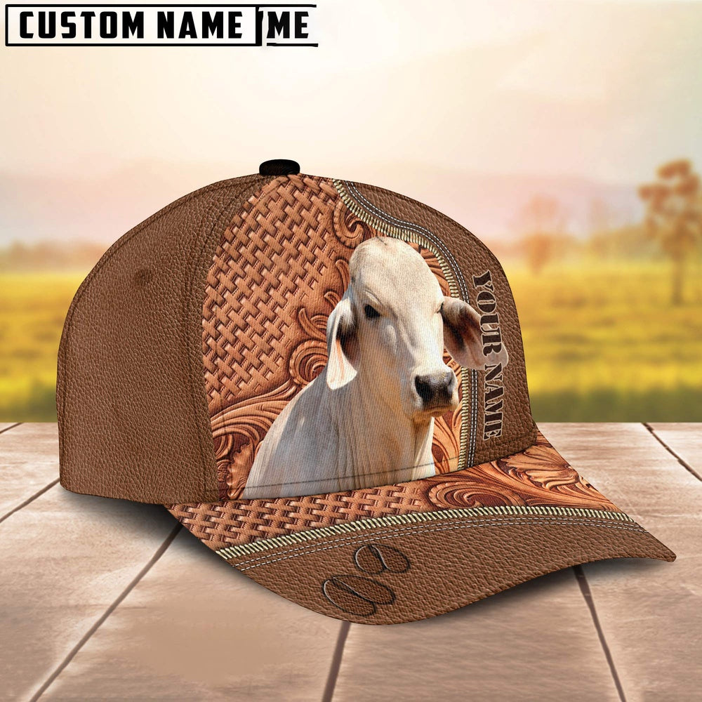 Custom Name Brahman Leather Carving Patterns Cap, Farmer Cap, Vintage Farmer Hat, Mens Farmer Hats, Cap For Farmers