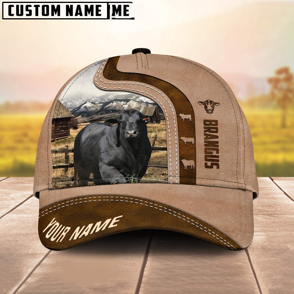 Custom Name Brangus Cattle Light Brown Cap, Farmer Cap, Vintage Farmer Hat, Mens Farmer Hats, Cap For Farmers