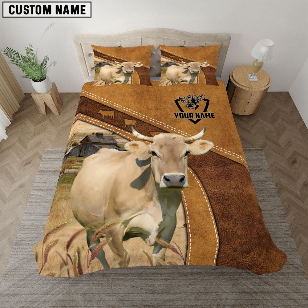 Custom Name Braunvieh Bedding Set, Farm Bedding Set, Farmhouse Bedding Set