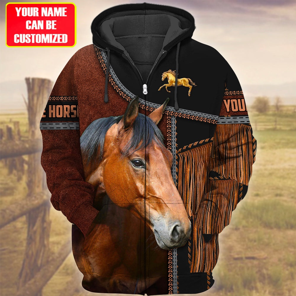 Custom Name Brown Horse Lovers 3D Hoodie, Farmer Hoodie, Custom Farm Shirts, Farmer T Shirt