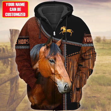 Custom Name Brown Horse Lovers 3D Hoodie, Farmer Hoodie, Custom Farm Shirts, Farmer T Shirt