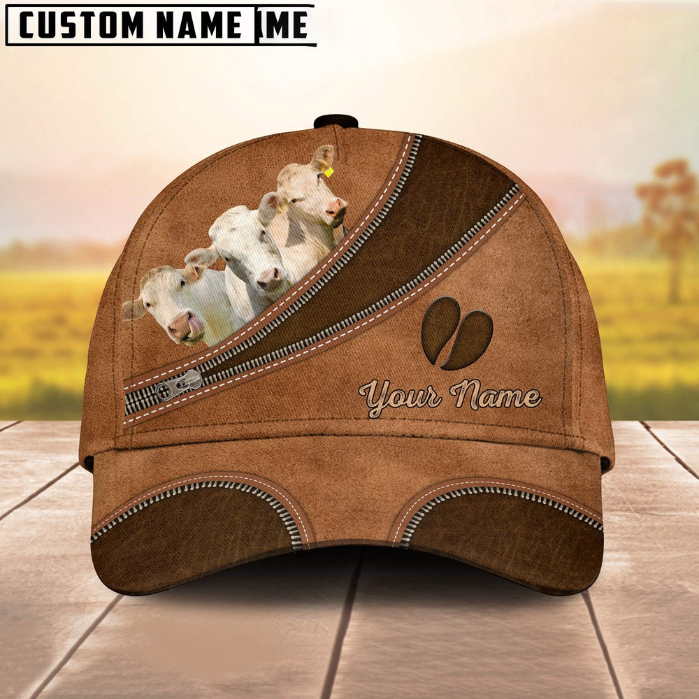 Custom Name Charolais Brown Happiness Cap, Farmer Cap, Vintage Farmer Hat, Mens Farmer Hats, Cap For Farmers