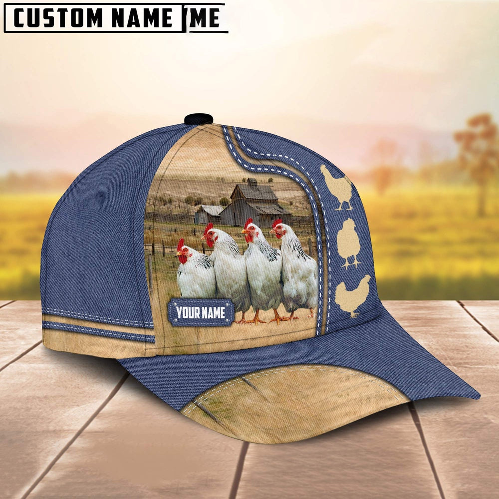 Custom Name Chicken Jean Pattern Cap, Farmer Cap, Vintage Farmer Hat, Mens Farmer Hats, Cap For Farmers