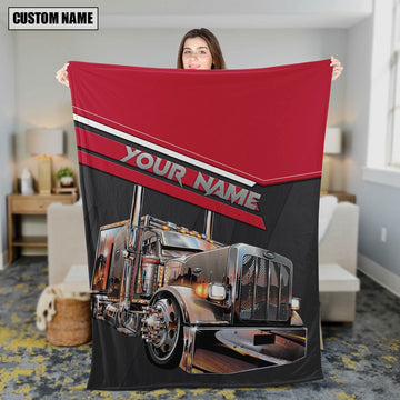 Custom Name Customized Name Red And Black Trucker Blanket 2024, Farm Blanket, Farm Animal Blanket