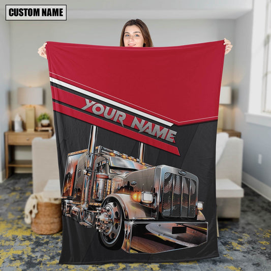 Custom Name Customized Name Red And Black Trucker Blanket 2024, Farm Blanket, Farm Animal Blanket