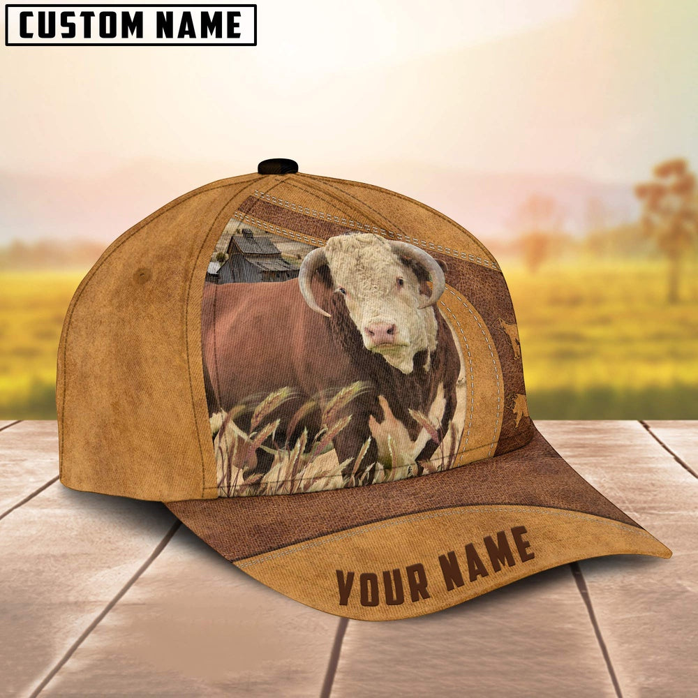 Custom Name Farm Horned Hereford Cap, Farmer Cap, Vintage Farmer Hat, Mens Farmer Hats, Cap For Farmers