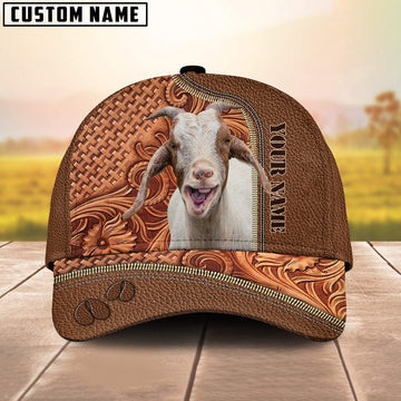 Custom Name Goat Leather Carving Patterns Cap, Farmer Cap, Vintage Farmer Hat, Mens Farmer Hats, Cap For Farmers