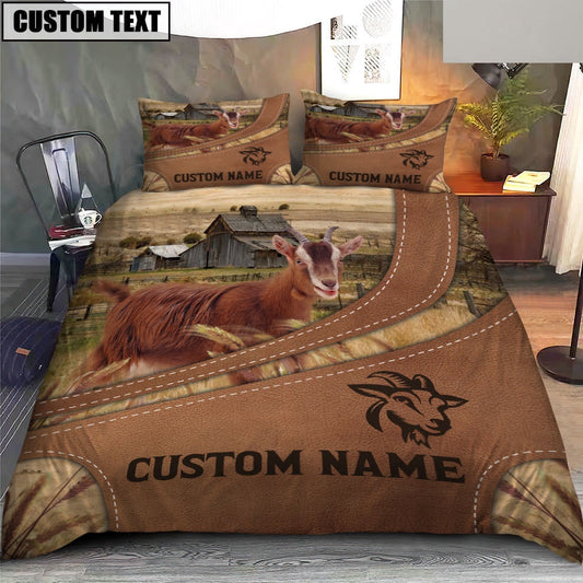 Custom Name Goat On Farm Bedding Set, Farm Bedding Set, Farmhouse Bedding Set