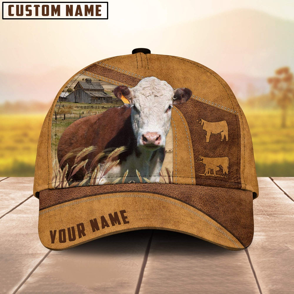 Custom Name Hereford Cattle Cap, Farmer Cap, Vintage Farmer Hat, Mens Farmer Hats, Cap For Farmers