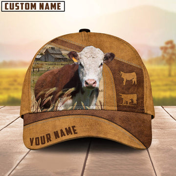 Custom Name Hereford Cattle Cap, Farmer Cap, Vintage Farmer Hat, Mens Farmer Hats, Cap For Farmers