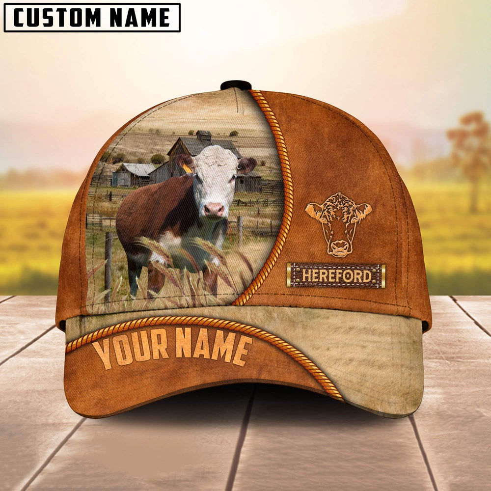 Custom Name Hereford Leather Pattern Cap TT6, Farmer Cap, Vintage Farmer Hat, Mens Farmer Hats, Cap For Farmers