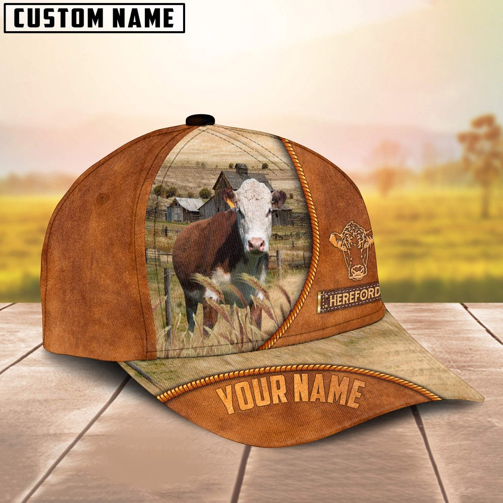 Custom Name Hereford Leather Pattern Cap TT6, Farmer Cap, Vintage Farmer Hat, Mens Farmer Hats, Cap For Farmers