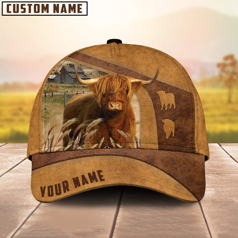 Custom Name Highland Cattle Cap, Farmer Cap, Vintage Farmer Hat, Mens Farmer Hats, Cap For Farmers