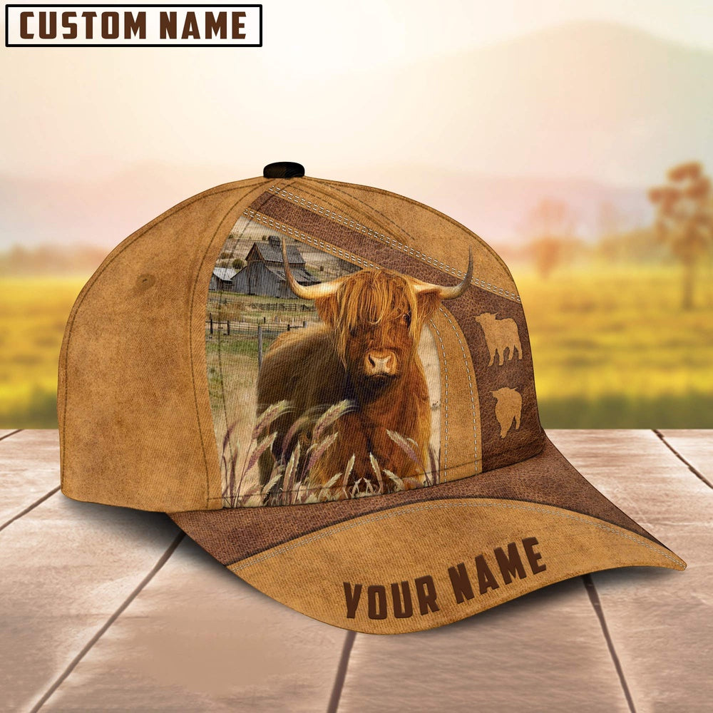 Custom Name Highland Cattle Cap, Farmer Cap, Vintage Farmer Hat, Mens Farmer Hats, Cap For Farmers