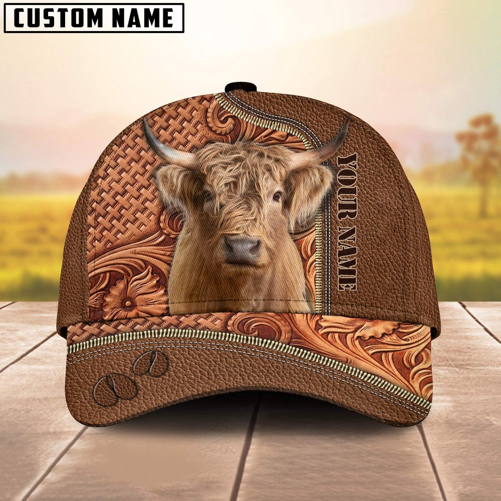 Custom Name Highland Leather Carving Patterns Cap, Farmer Cap, Vintage Farmer Hat, Mens Farmer Hats, Cap For Farmers